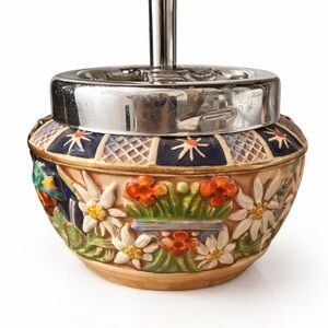 Decorative Ceramic Ashtray with Floral Design